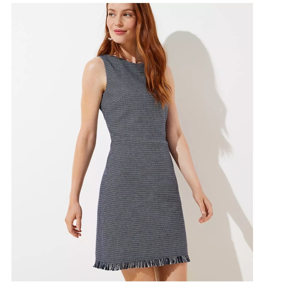 LOFT Fringe Hem Sheath Dress Size 4